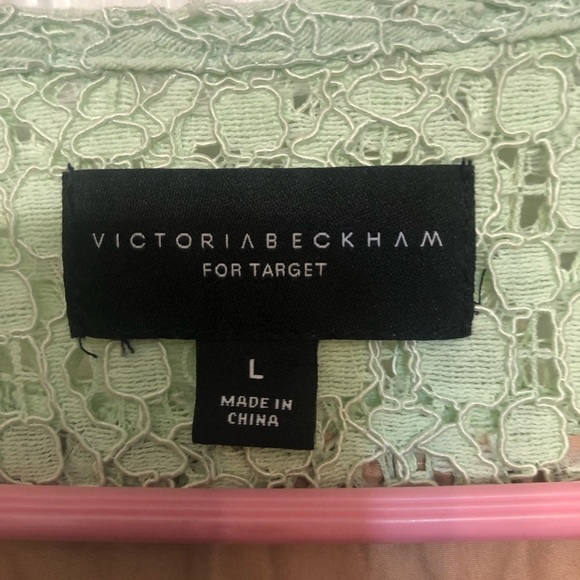 Victoria Beckham large fits size 10 mint green lace shirt dress nude lining - Picture 7 of 15